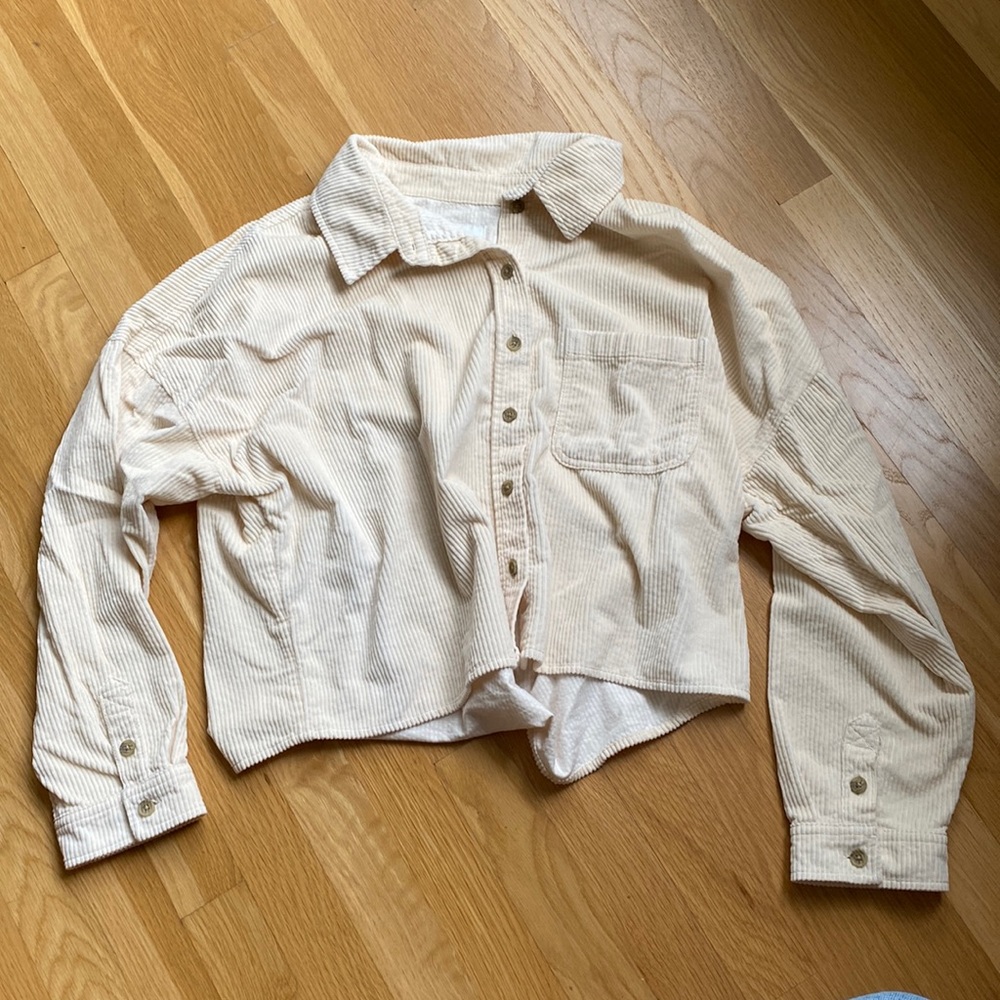 American Eagle cream corduroy button down